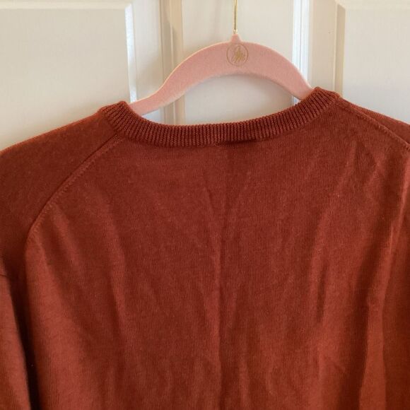 NWOT. Jos.A Banks Brand Men’s Traveler Merino Wool V Neck Cardigan XL Cinnamon - Picture 5 of 9